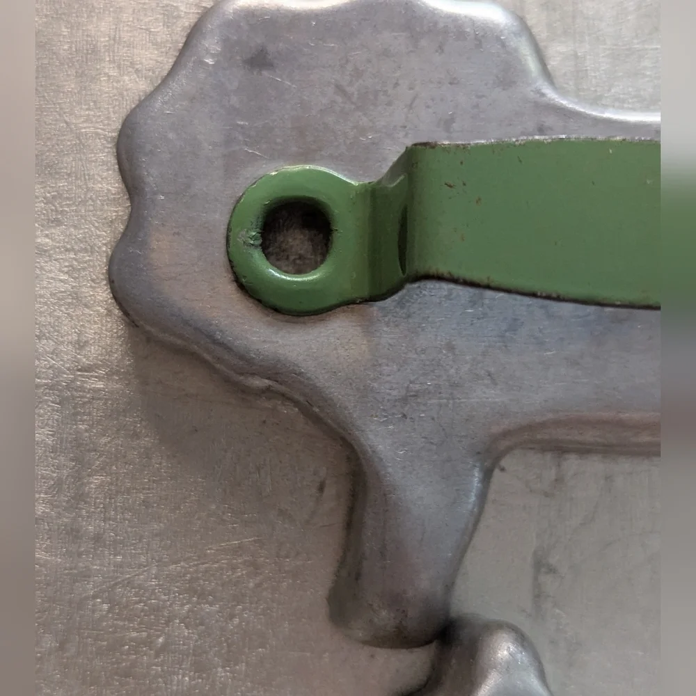 Vintage 3 Metal Cookie Cutters 2 Green Handles One Aluminum